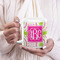 Pink & Green Suzani 20oz Coffee Mug - LIFESTYLE