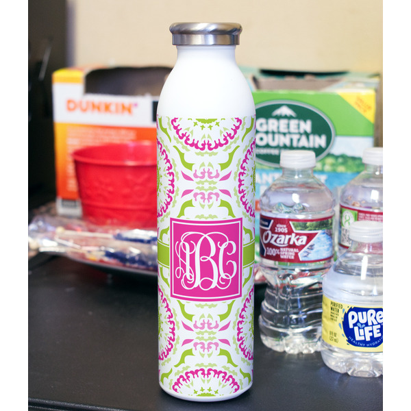 Pink & Green Suzani 20oz Water Bottles - Full Print - In Context