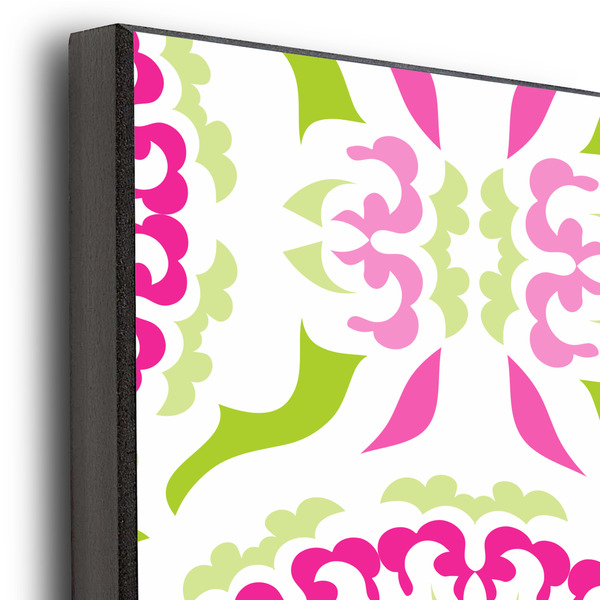 Pink & Green Suzani 20x30 Wood Print - Closeup