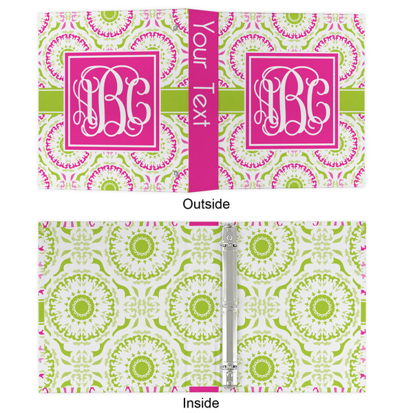 Pink & Green Suzani 3 Ring Binders - Full Wrap - 1" - APPROVAL