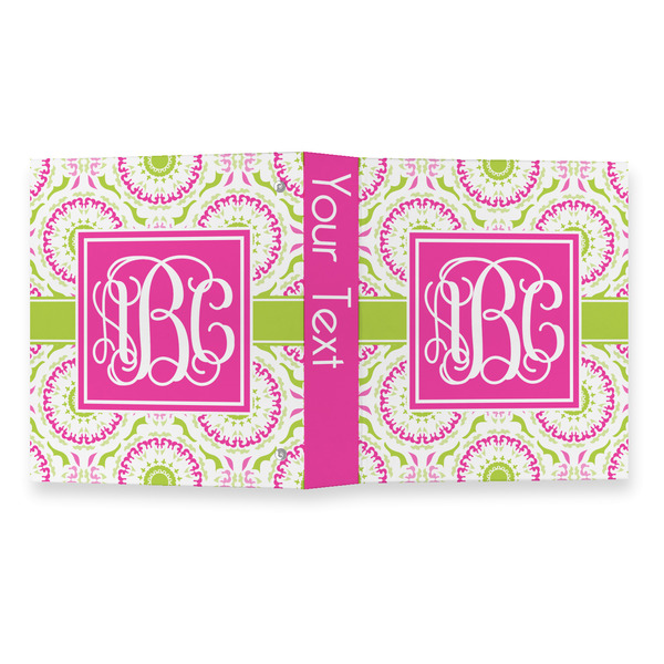 Pink & Green Suzani 3 Ring Binders - Full Wrap - 1" - OPEN OUTSIDE