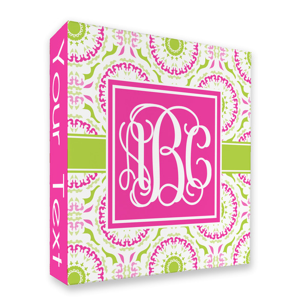Pink & Green Suzani 3 Ring Binders - Full Wrap - 2" - FRONT