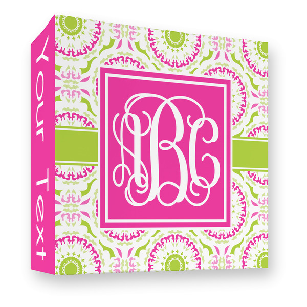 Pink & Green Suzani 3 Ring Binders - Full Wrap - 3" - FRONT