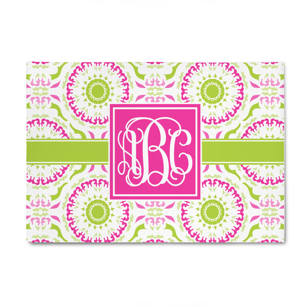 Custom Pink & Green Suzani 4' x 6' Patio Rug (Personalized)