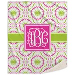 Pink & Green Suzani Sherpa Throw Blanket (Personalized)