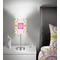 Pink & Green Suzani 7 inch drum lamp shade - in room