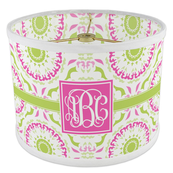 Pink & Green Suzani 8" Drum Lampshade - ANGLE Poly-Film