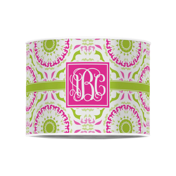 Pink & Green Suzani 8" Drum Lampshade - FRONT (Poly Film)