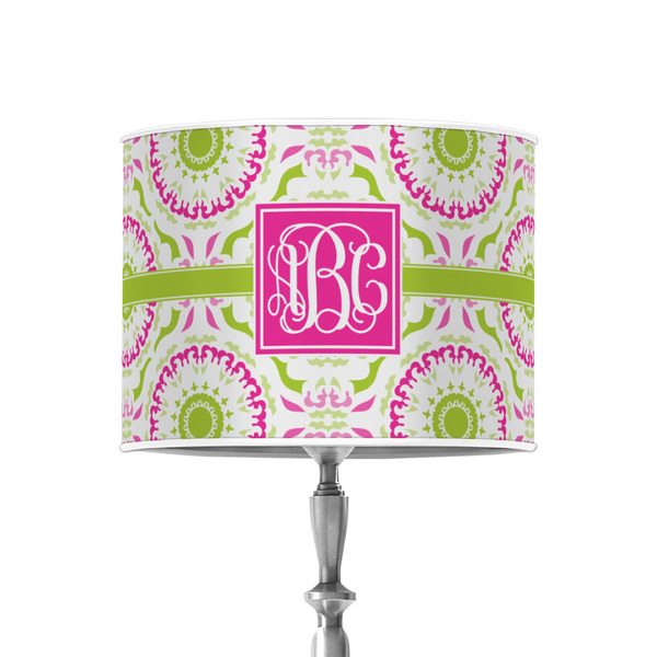 Custom Pink & Green Suzani 8" Drum Lamp Shade - Poly-film (Personalized)