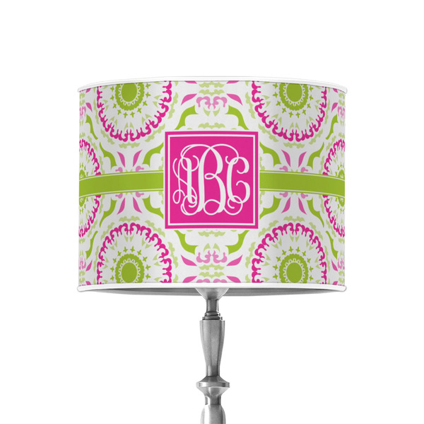 Pink & Green Suzani 8" Drum Lampshade - ON STAND (Poly Film)
