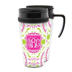 Pink & Green Suzani Acrylic Travel Mug (Personalized)