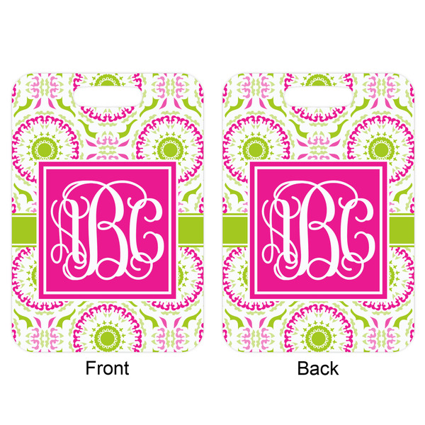 Pink & Green Suzani Aluminum Luggage Tag (Front + Back)