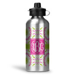 Pink & Green Suzani Water Bottles - 20 oz - Aluminum (Personalized)