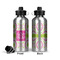 Pink & Green Suzani Aluminum Water Bottle - Front and Back
