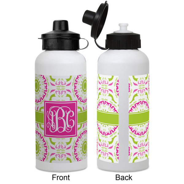 Pink & Green Suzani Aluminum Water Bottle - White APPROVAL