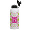 Pink & Green Suzani Aluminum Water Bottle - White Front