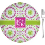 Pink & Green Suzani Glass Appetizer / Dessert Plate 8" (Personalized)
