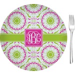 Pink & Green Suzani 8" Glass Appetizer / Dessert Plates - Single or Set (Personalized)