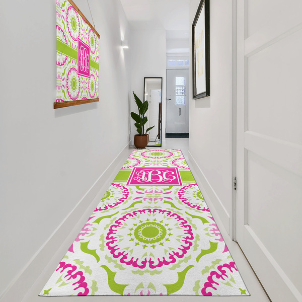 Pink & Green Suzani Area Rug Sizes - In Context (vertical)