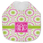 Pink & Green Suzani Jersey Knit Baby Bib w/ Monogram