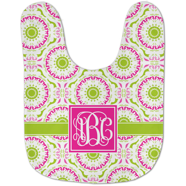 Pink & Green Suzani Baby Bib - AFT flat
