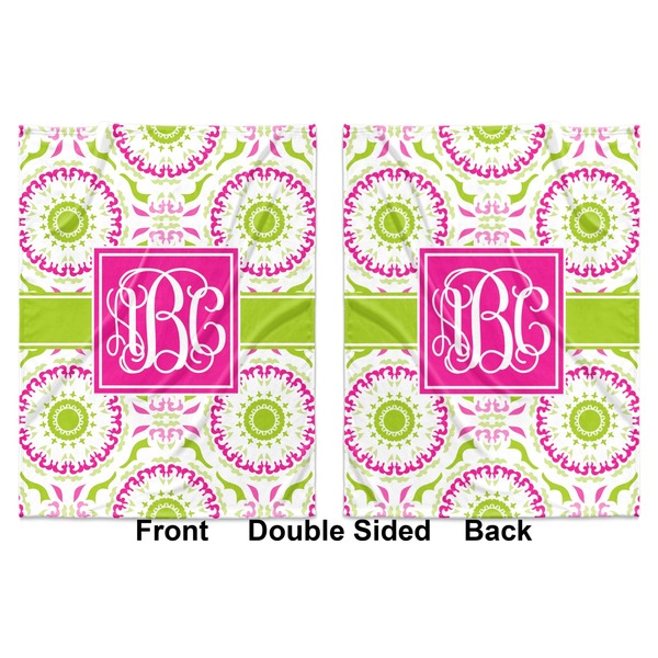 Pink & Green Suzani Baby Blanket (Double Sided - Printed Front and Back)