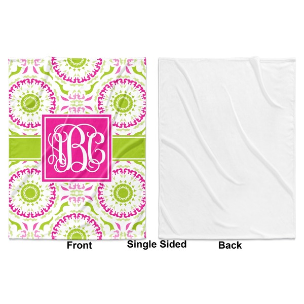 Pink & Green Suzani Baby Blanket (Single Sided - Printed Front, White Back)