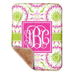 Pink & Green Suzani Sherpa Baby Blanket - 30" x 40" w/ Monograms