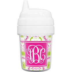 Pink & Green Suzani Baby Sippy Cup (Personalized)