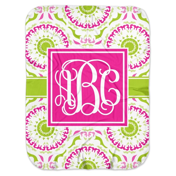 Custom Pink & Green Suzani Baby Swaddling Blanket (Personalized)