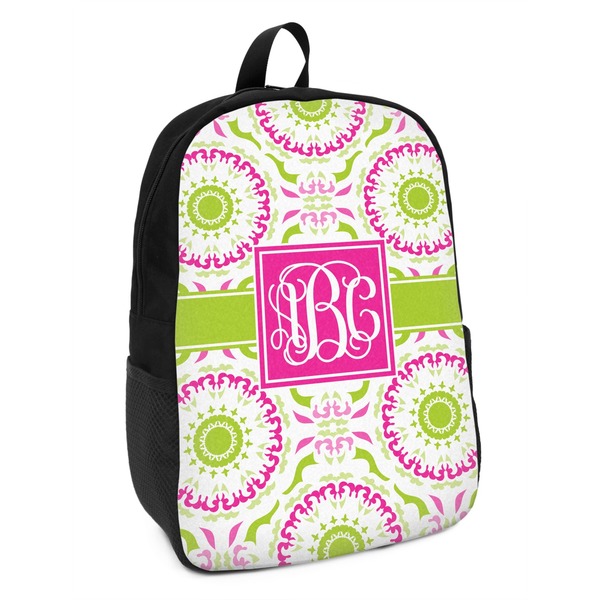 Custom Pink & Green Suzani Kids Backpack (Personalized)