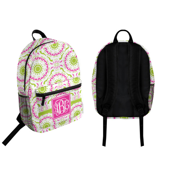 Pink & Green Suzani Backpack front and back - Apvl