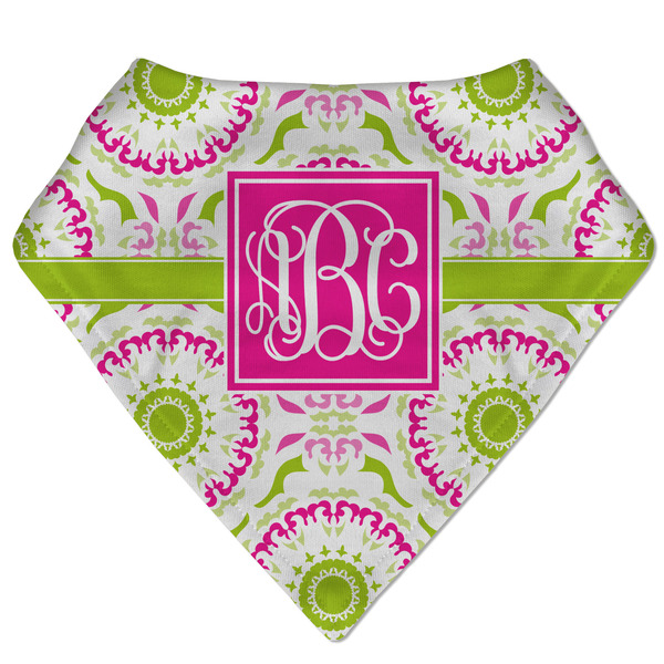 Custom Pink & Green Suzani Bandana Bib (Personalized)