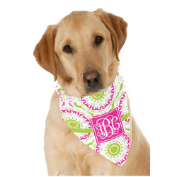Pink & Green Suzani Dog Bandana Scarf w/ Monogram