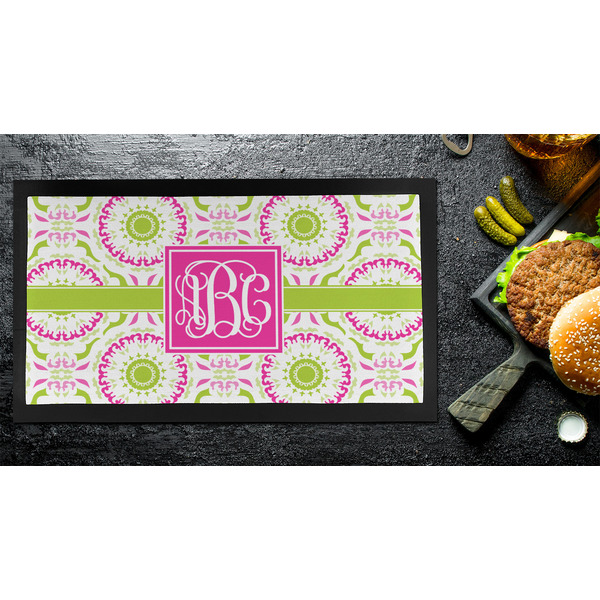 Pink & Green Suzani Bar Mat - Small - LIFESTYLE
