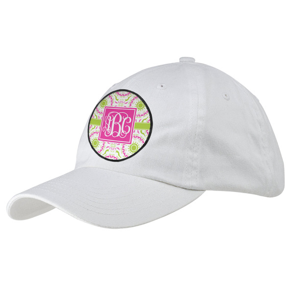 Custom Pink & Green Suzani Baseball Cap - White (Personalized)