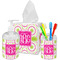 Pink & Green Suzani Acrylic Bathroom Accessories Set w/ Monogram