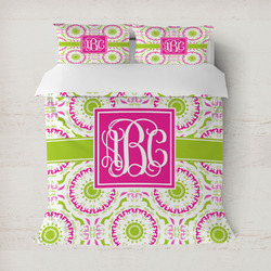 Pink & Green Suzani Duvet Cover Set - Full / Queen (Personalized)