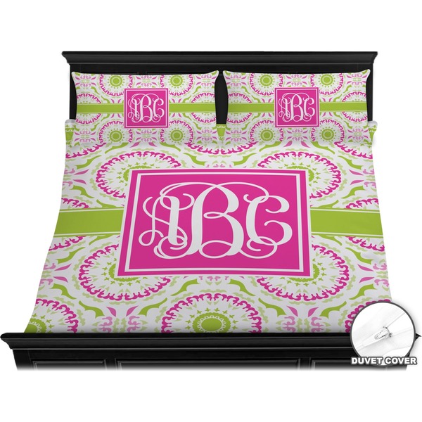 Pink & Green Suzani Bedding Set (King) - Duvet