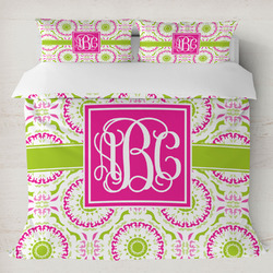 Pink & Green Suzani Duvet Cover Set - King (Personalized)