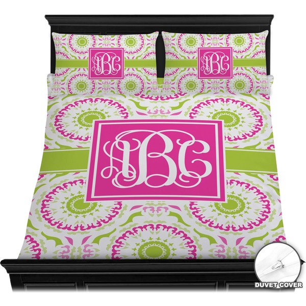 Pink & Green Suzani Bedding Set (Queen) - Duvet