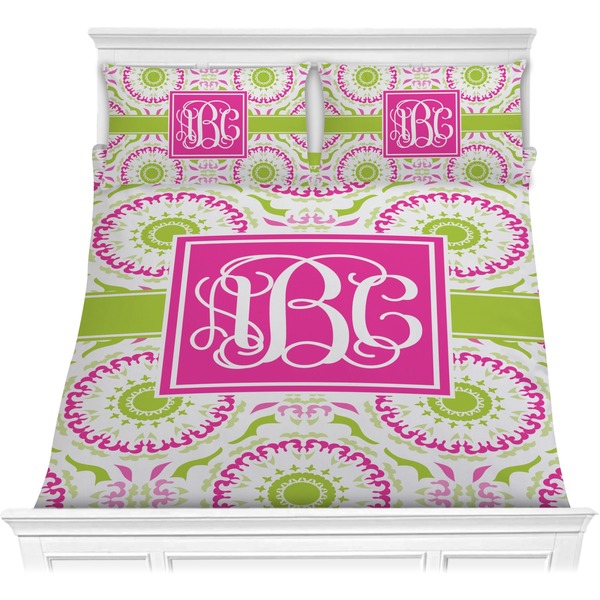Custom Pink & Green Suzani Comforter Set - Full / Queen (Personalized)