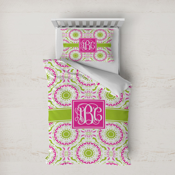 Custom Pink & Green Suzani Duvet Cover Set - Twin XL (Personalized)