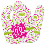 Pink & Green Suzani Baby Bib w/ Monogram