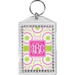 Pink & Green Suzani Bling Keychain (Personalized)