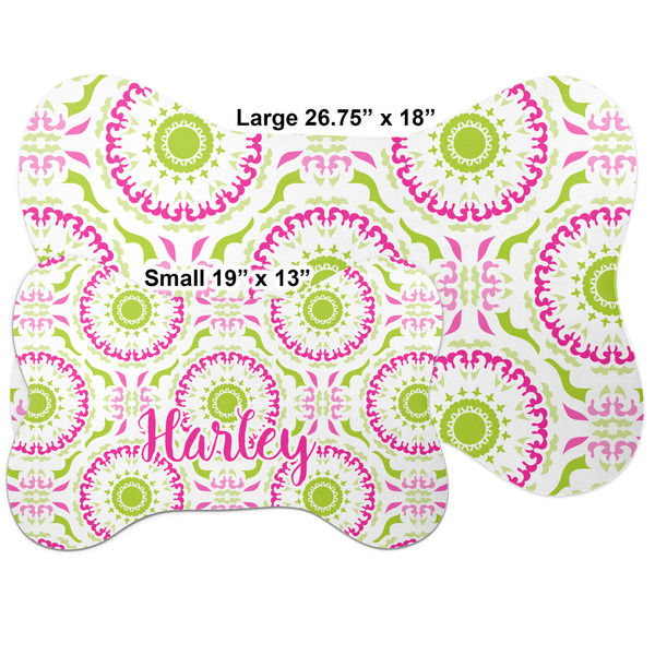 Pink & Green Suzani Bone Shaped Mat Comparison