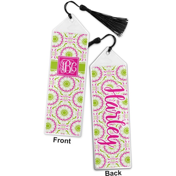 Pink & Green Suzani Bookmark with tassel - Front and Back