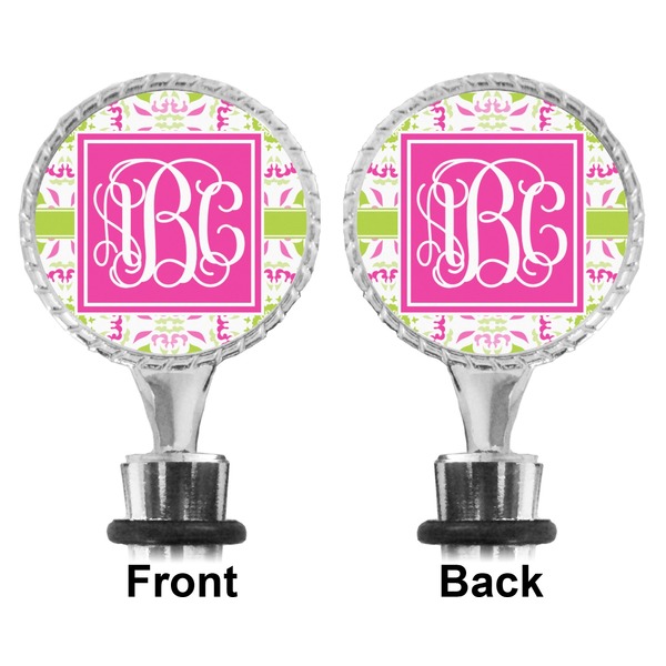 Pink & Green Suzani Bottle Stopper - Front and Back