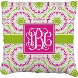 Pink & Green Suzani Faux-Linen Throw Pillow 16" (Personalized)