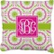 Pink & Green Suzani Faux-Linen Throw Pillow 16" (Personalized)